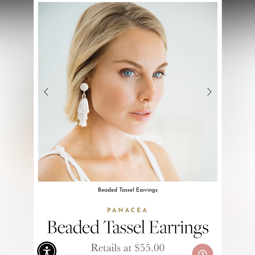 Panacea Beaded Tassel White Earrings NEW